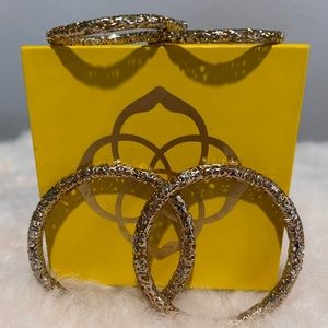 Kendra Scott Vintage Gold Filigree Bangles w/ matching Maggie Gold Earrings SET